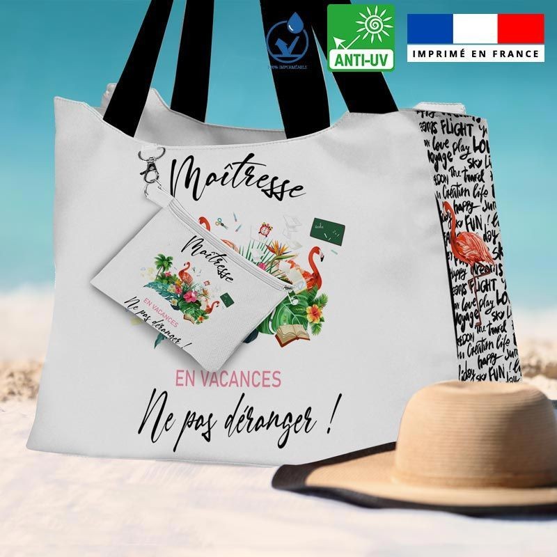 sac de plage imperm able et anti uv imprim maitresse