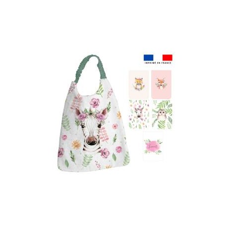 Serviette animaux fleuris