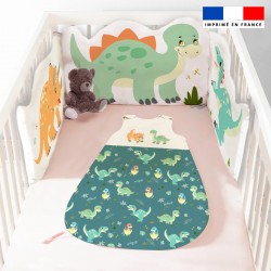 Parure Lit Enfant Parure De Lit Pour Bébé Et Fille - 100 X 135 Cm + 40 X 60 Cm 100 Coton Renforce Fermeture Eclair Dinosaures Multicolor Drap Enfant