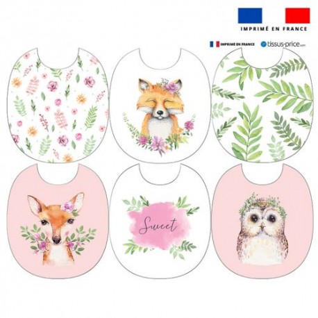 Ensemble de bavoirs animaux fleurie 