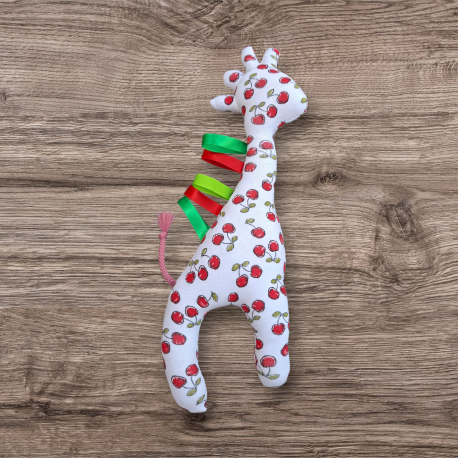 Hochet girafe cerise