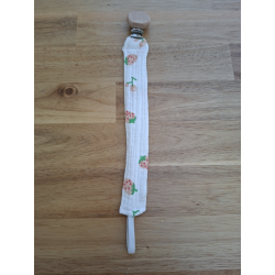 Attache tétine gaze de coton fraise